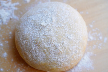 Fototapeta na wymiar 手作りパン　捏ねて丸めたパン生地のクローズアップ　俯瞰撮影