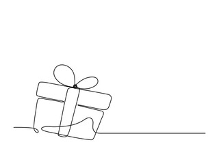 Gift box. Continuous line drawing.