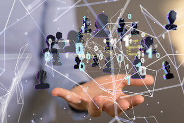 Global network. Blockchain. 3D illustration. Neural networks and artificial intelligence. Abstract  3d