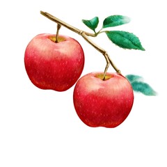red apple with leaf