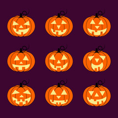 Halloween pumpkin carving.  Vector design.