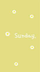 Daisy with yellow background with phrase Sunday. Make your beautiful Sunday
