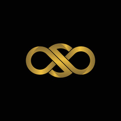 Letter S Infinity Logo design and Gold Elegant symbol for Business Company Branding and Corporate Identity, Simple Synergy Logo. Gold Color Initial Letter S isolated 