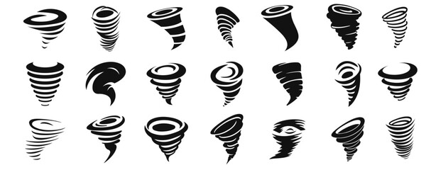 Typhoon, tornado, hurricane icon set