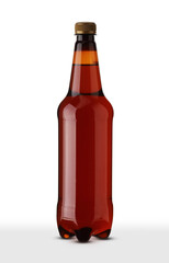 brown big plastic bottle with beer - 525853913