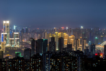 Fototapeta na wymiar Summer sunset dusk and night city scenery, Chongqing, China