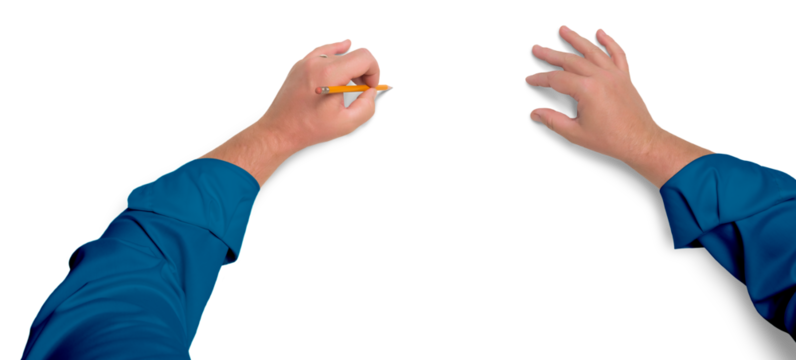 Transparent PNG of Male Hands Drawing with Pencil.
