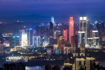 Obraz na płótnie Canvas Summer sunset dusk and night city scenery, Chongqing, China