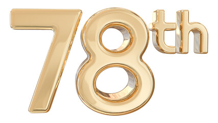 number 78th years anniversary gold 3d