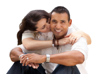 Transparent PNG of Affectionate Happy Hispanic Couple in the Park.
