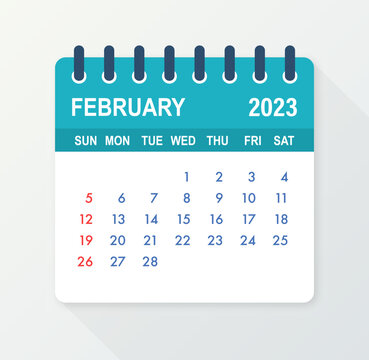 February 2023 Calendar Leaf. Calendar 2023 in flat style. Vector illustration.