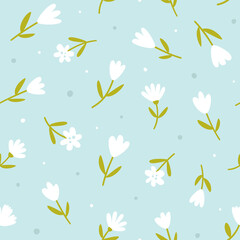 Fototapeta na wymiar Simple abstract flower pattern. Seamless vector doodle print for textile and fabric.