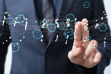 Global network. Blockchain. 3D illustration. Neural networks and artificial intelligence. Abstract