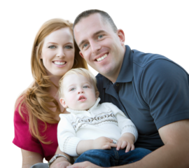 Transparent PNG of Young Attractive Parents and Child Portrait.