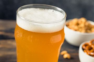 Cold Boozy Refreshing Oktoberfest Beer with Pretzels