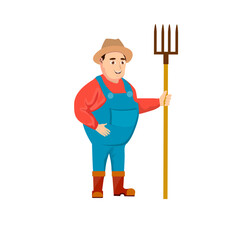 Farmer with pitchfork isolated on white vector