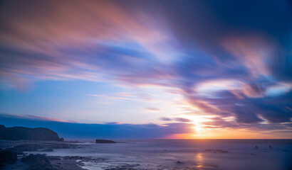 Colorful sunset on mediterranean coast