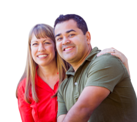 Transparent PNG of Attractive Mixed Race Hispanic and Caucasian Couple Portrait.