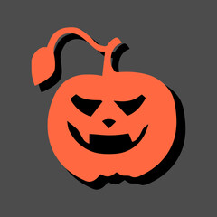 Jack head lantern as sticker, print or single pattern. Halloween illustration of a scary orange pumpkin as poster, wallpaper or single pattern for printing on cards, cloth, textile, package or signs.