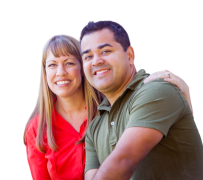 Transparent PNG of Attractive Mixed Race Hispanic and Caucasian Couple Portrait.
