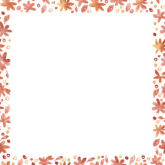 Obraz premium Cute Seamless Flower Frame. Colorful border with Retro-style flowers. Background for a postcard, banner, wedding invitation or flyer. a simple drawing of flowers in the form of a frame. watercolour