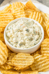 Unhealthy Potato Chips and Dip Appetizer