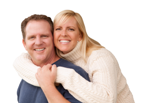 Transparent PNG of Happy Attractive Couple Hugging.