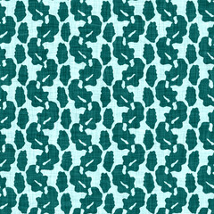 Coastal living aegean teal green broken dyed washed mottled speckle seamless pattern. Rustic marine beach house style home decor textile background. Faded blur irregular shape linen cloth fabric.