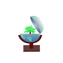 Obraz premium green tree with earth, environmental protection concept 
