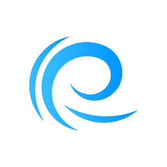 The lines of natural water waves splash in a beautiful spiral. Isolated on white background.