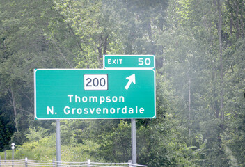Highway Signage Thompson CT and North Grosvenordale CT - June 18, 2022, Connecicut, United States