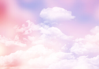 3D cotton candy sky with fluffy clouds