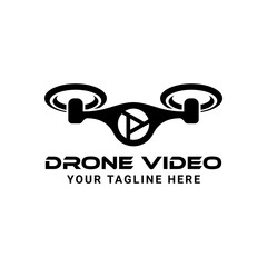 Drone Videographer Logo. Play Video Black Icon Symbol Template Vector