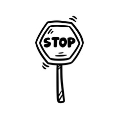 cartoon doodle stop sign. road symbol hand drawn icon vector