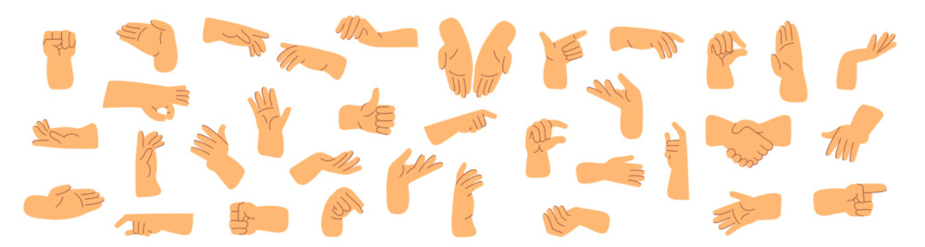 Different hand gestures set.