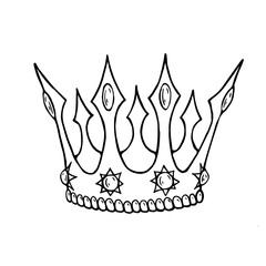 Linear sketch of a crown. Vector graphics.