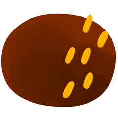 Watercolor abstract and doodle brown tone clipart.