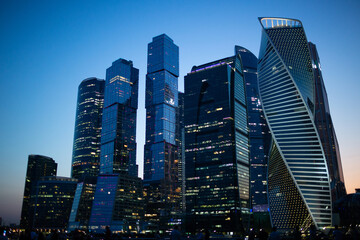 Obraz na płótnie Canvas Skyscrapers Cityscape International Business Center at night, Moscow city, Russia