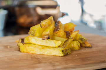 French fries fast food Peruvian snack food restaurant mise en place