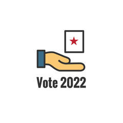 2022 Midterm Elections Design w Red White and Blue Vote Icon