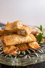 Tequenos filled fried dough fast food Peruvian snack restaurant mise en place