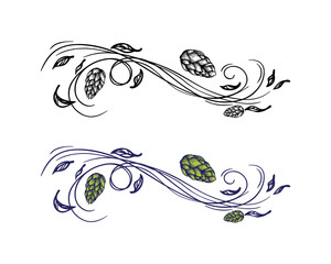 Fototapeta premium Tornado wind blows hops Illustration Hand-drawn symbol vector