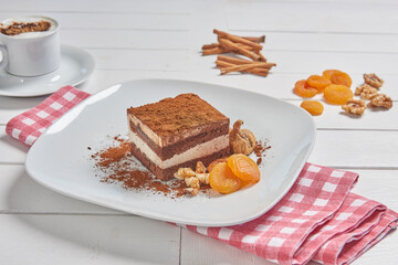 Delicious cake and dessert plate for menu style.