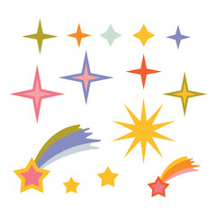 The set of original vector stars sparkle icon. Bright firework, decoration twinkle, shiny flash.