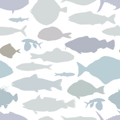Seamless pattern with fish silhouettes