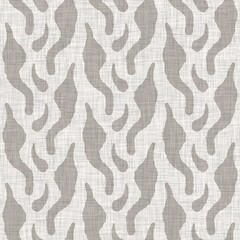 French grey doodle motif linen seamless pattern. Tonal country cottage style abstract scribble motif background. Simple vintage rustic fabric textile effect. 
