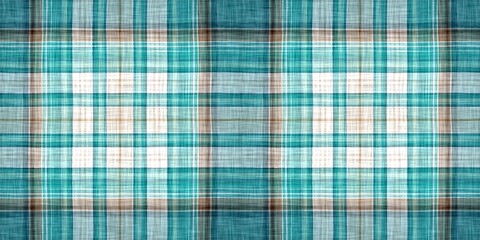 Teal rustic coastal beach house border check fabric tile. Seamless sailor flannel edging trim textile. Gingham rustic banner ribbon endless tape.
