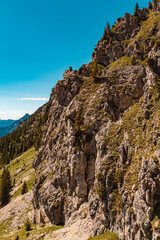 Fototapeta na wymiar Beautiful alpine summer view at the famous Fuessener Joechle summit, Tannheim, Tyrol, Austria