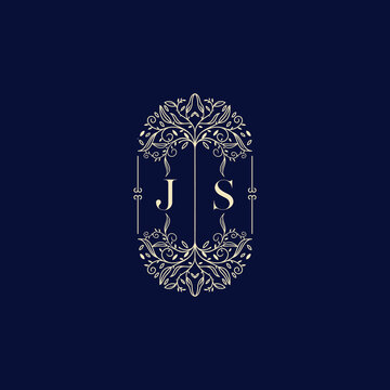 JS organic wedding initial logo design which is good for branding