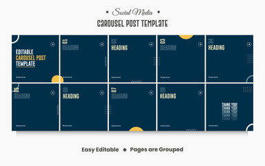 Instagram and social media carousel post template with 10pages